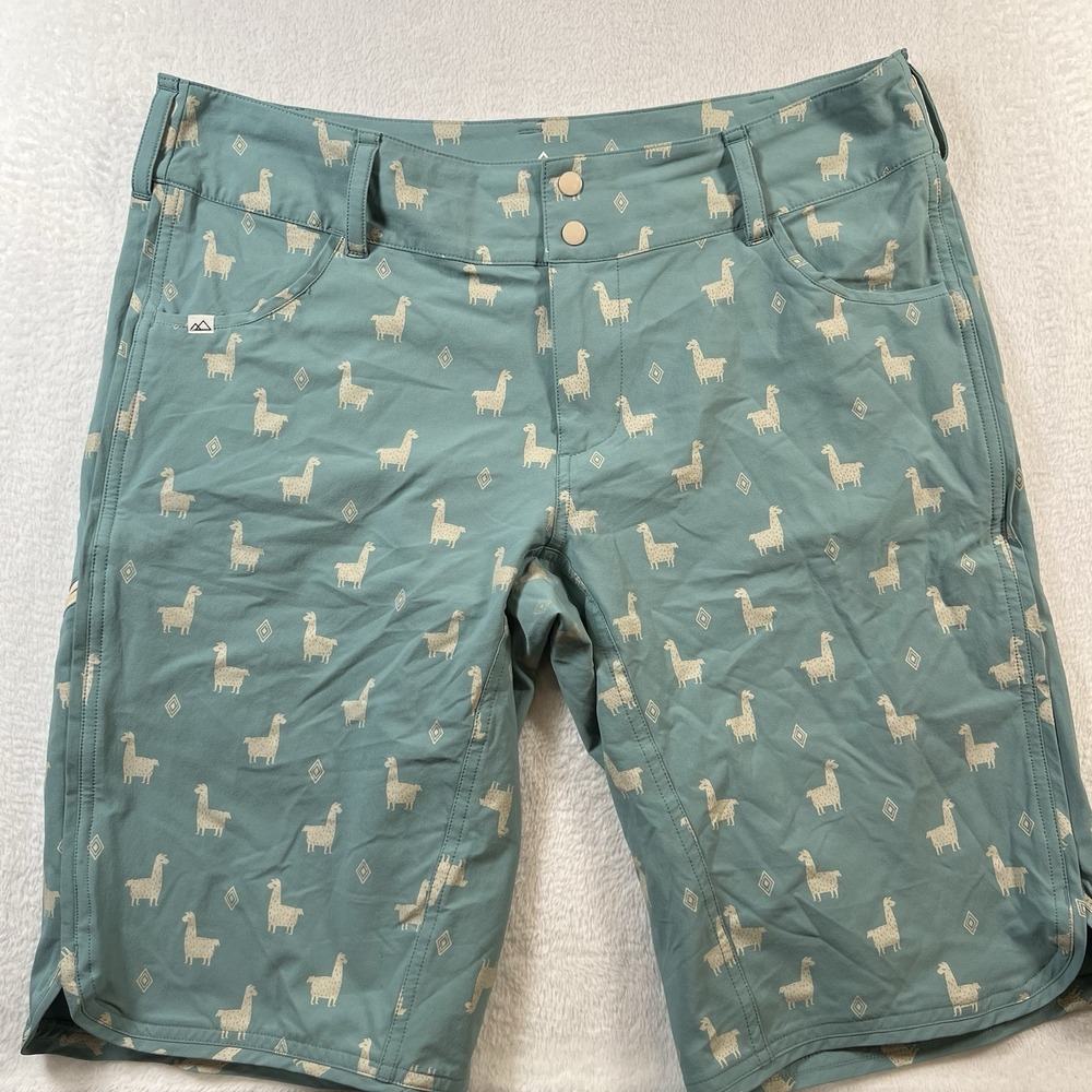 Wild Rye Shorts 12 Freel Mountain Bike Bermuda Llama Green Stretch 12 Inseam
